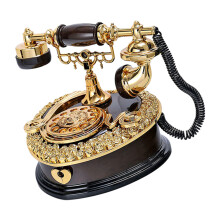Classical European Rotary Dials Telephone Plastic-Love brown