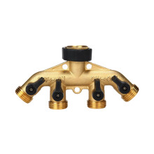 Professionele 4-weg heavy-duty messing tuinslangsplitter-1