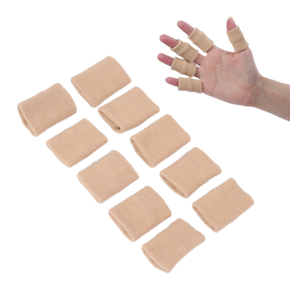 10Pcs Elastic Finger Protectors Support Sleeves for Basketball, Skin Color