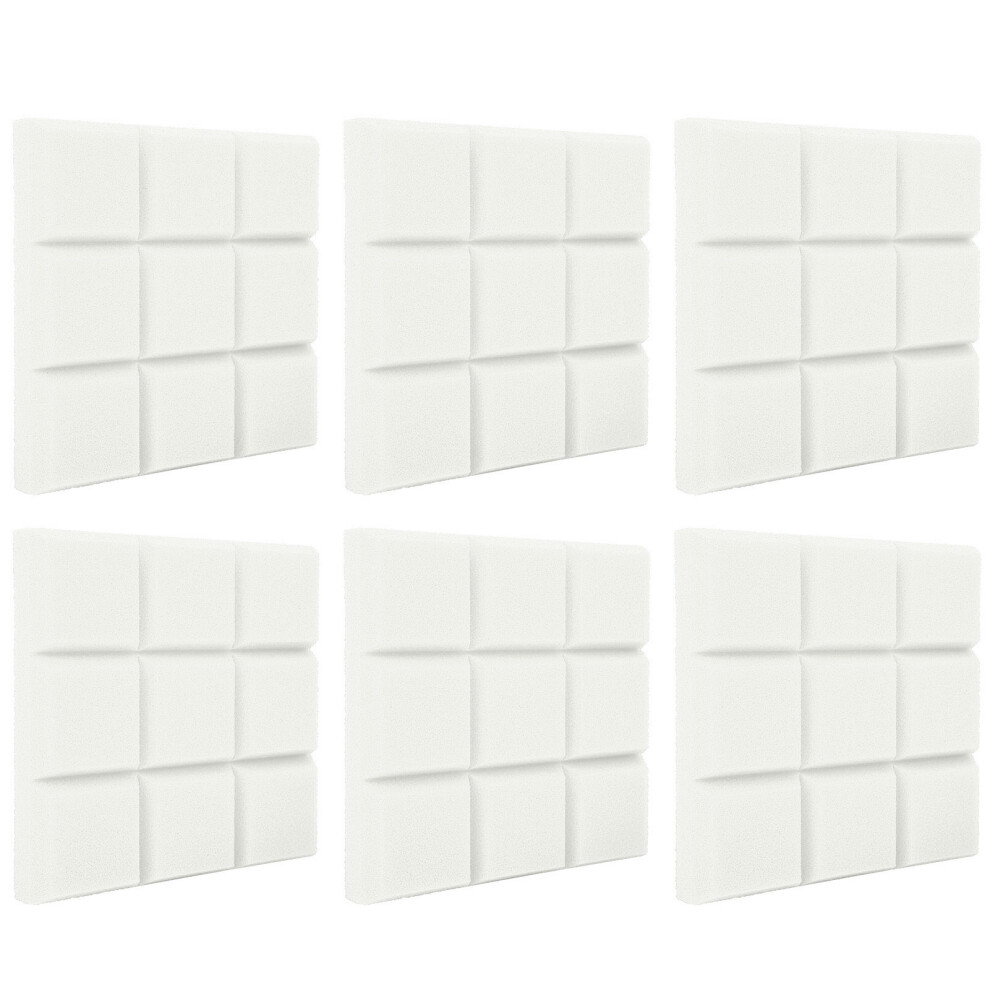 6Pcs Acoustic Soundproof Panels, 30X30x5cm, White, Flame Retardant 9321379621063