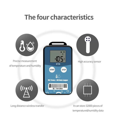 2X BT06  Humidity Temperature Data Logger Digital 32000 Point Internal Sensor Long Distance  Recorder