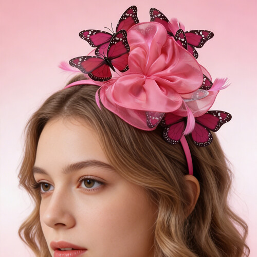 Entzückendes Organza-Haarband mit-Rosa 2