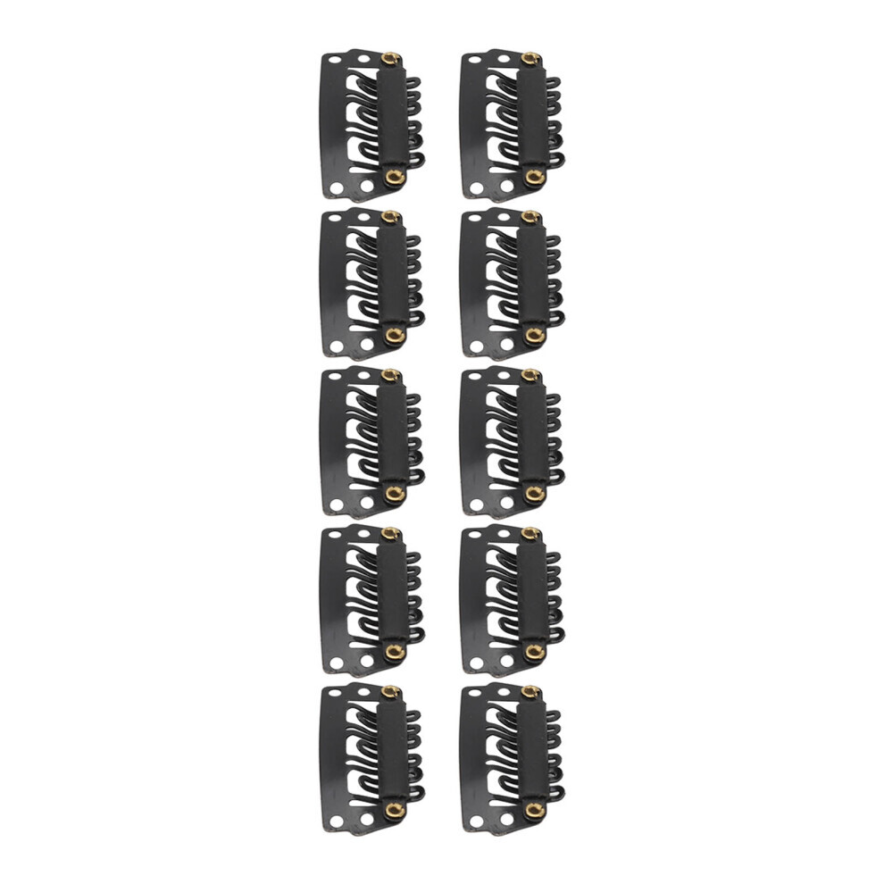 Unisex Black 100Pcs U Shape Hair Extension Snap Clip Safe 6 Teeth Hairpiece Wig Clip For Diy