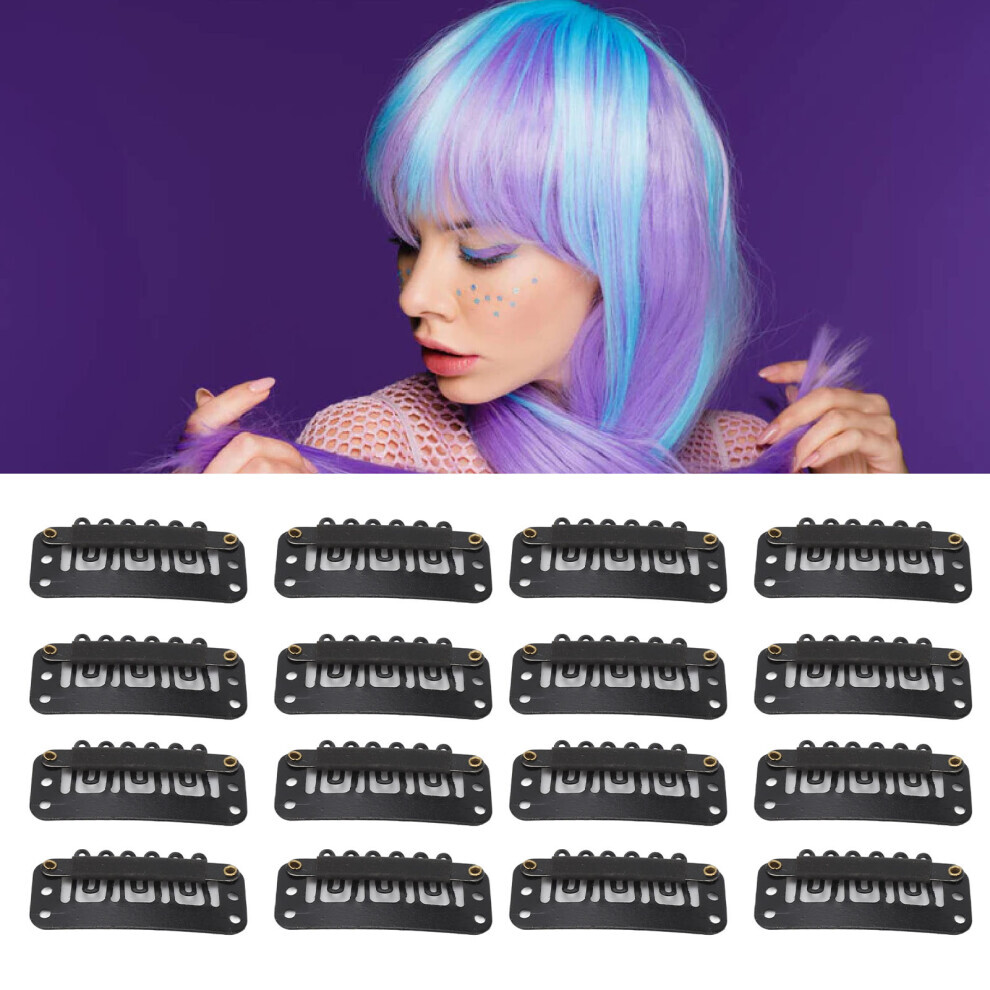 Unisex 100Pcs 6 Teeth Hair Extension Clips Wig Clips Stainless Steel U Shape Snap Clips For Hair Extension Hairpiece Diy