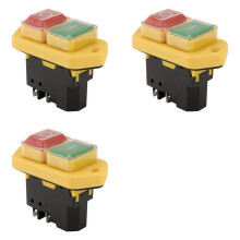 3X YH02-A Elektromagnetisk Brytare 220V 15A 5PIN Starttryckknapp för Verktygsmaskinsutrustning Vattentät Panel