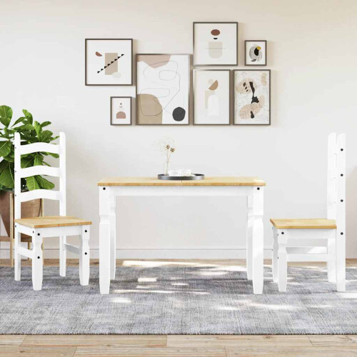 VidaXL vidaXL 3 Piece Dining Set PANAMA White Solid Wood Pine 1