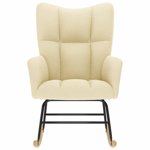 VidaXL vidaXL Schaukelstuhl Creme Stoff 2