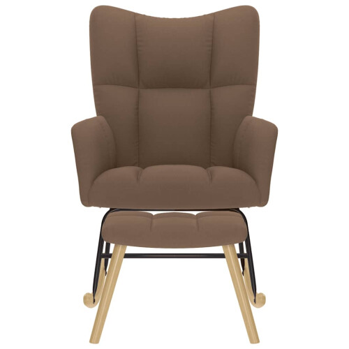 VidaXL vidaXL Schaukelstuhl mit Fußhocker Braun Stoff 2