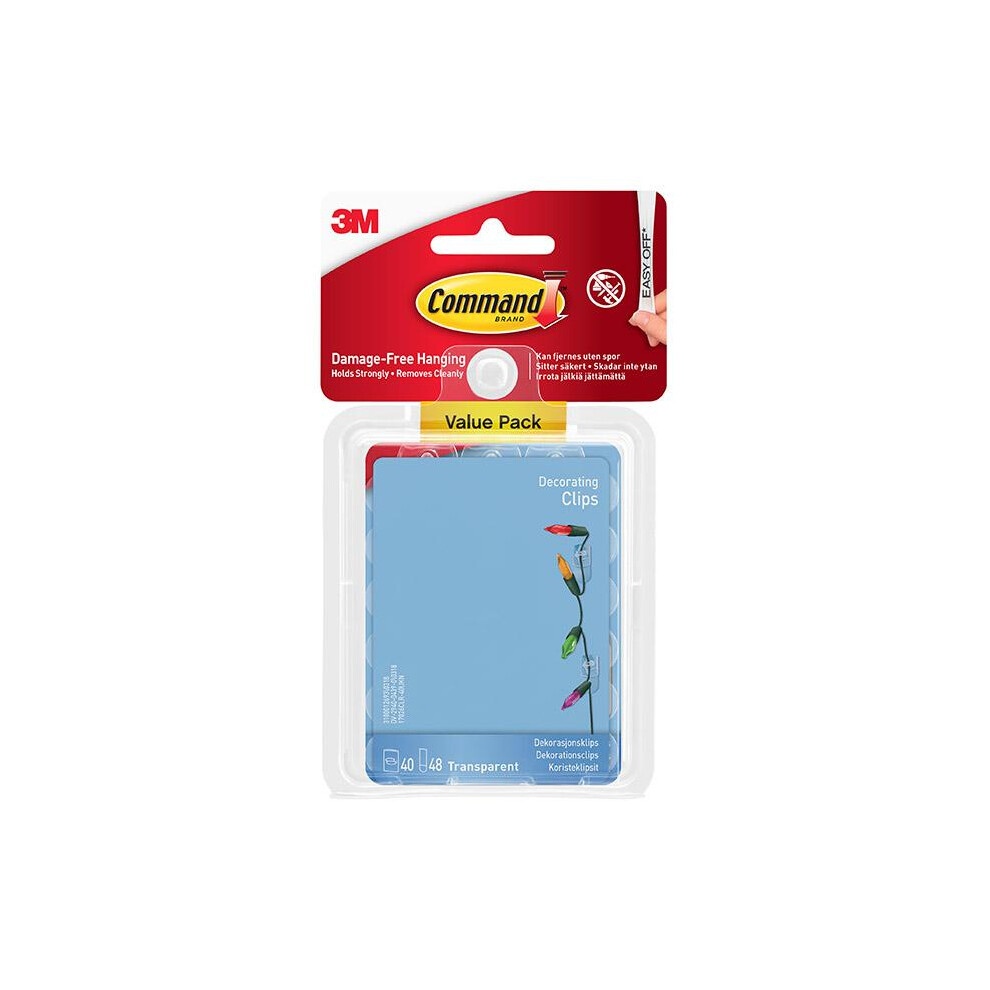 Command 17026Clr-40 Clear Decorating Clips Value Pack 40Pk