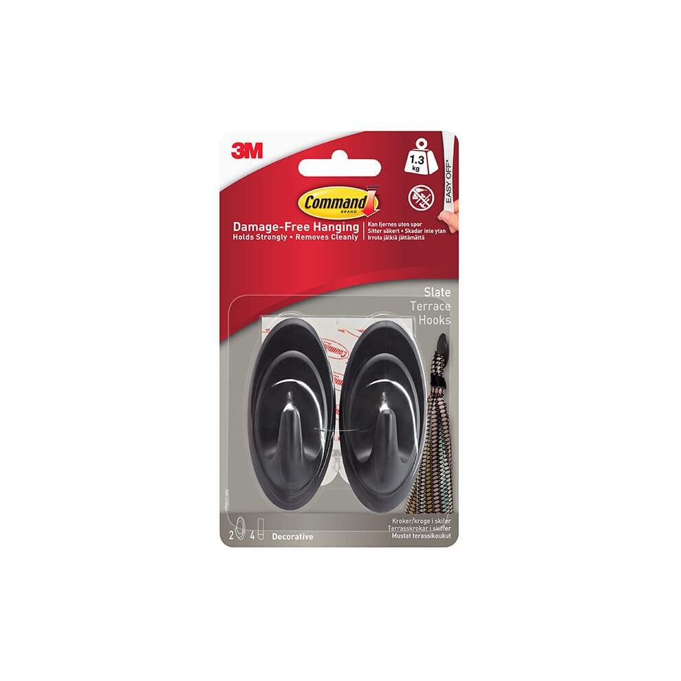 Command 17086S Slate Terrace Hooks 1.3Kg 2Pk 5063750884882