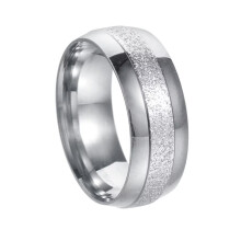Men's Stainless Steel 8MM Simple Sandblasted Dome Engagement Ring Wedding Band Silver Size 12