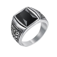 Men's Women's Stainless Steel High Polished Cubic Zirconia Tulip Wedding Band Promise Ring Silver Black Size 11