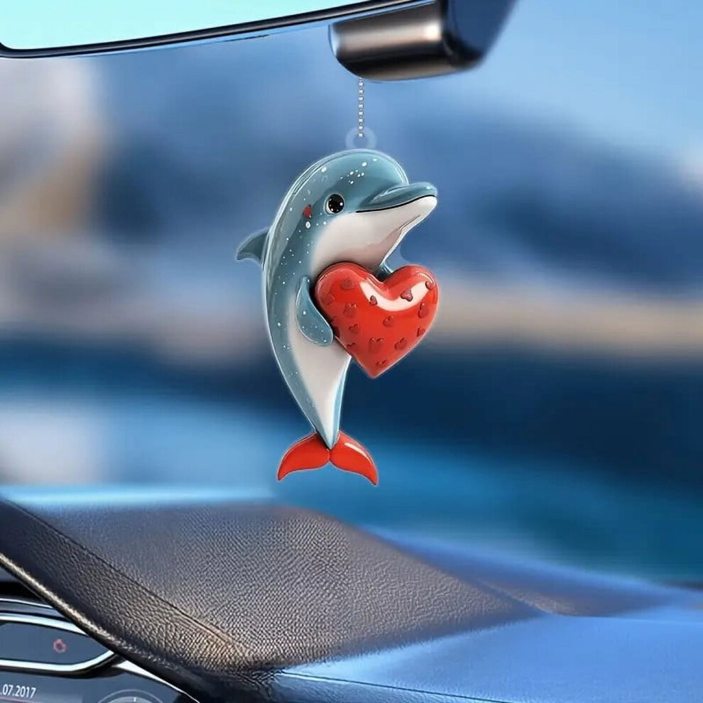 Dolphins Decor Car Hanging Ornament, Cute Dolphins Car Pendant, Dolphins Car Decoration Rearview Mirror Accessories Home Window Hangings 9489952042879