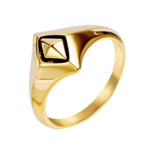 Men's Women's Stainless Steel Simplicity Geometric Rhomboid Index Ring Gold Size 7