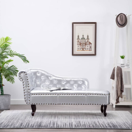 VidaXL vidaXL Chaiselongue Silbern Kunstleder 1