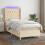 VidaXL vidaXL Boxspringbett mit Matratze & LED Creme 80x200 cm Stoff 2
