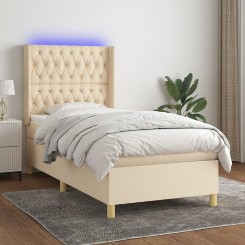 VidaXL vidaXL Boxspringbett mit Matratze & LED Creme 80x200 cm Stoff 1
