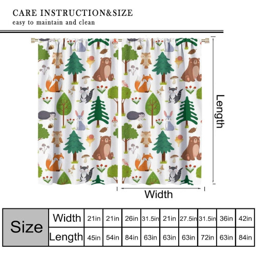 Jungle Animal Curtains Woodland Pattern Thermal Drapes 2 1