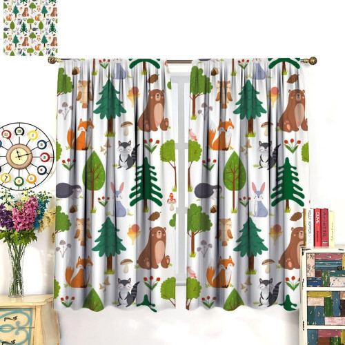 Jungle Animal Curtains Woodland Pattern Thermal Drapes 2 2