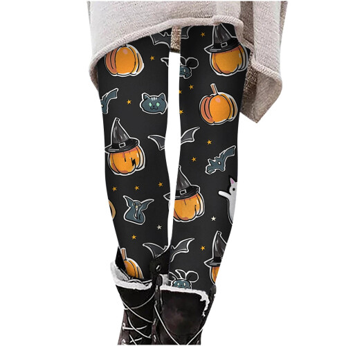 Women's Halloween Batwing Print Leggings Plus Size 2