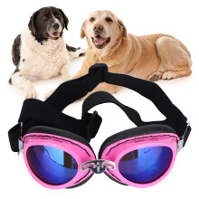 Pet Waterproof Dog Sunglasses UV Protection Pink Foldable Straps