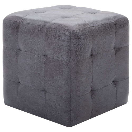VidaXL vidaXL Pouf 2 Stk. Grau 30x30x30 cm Wildleder-Optik 1