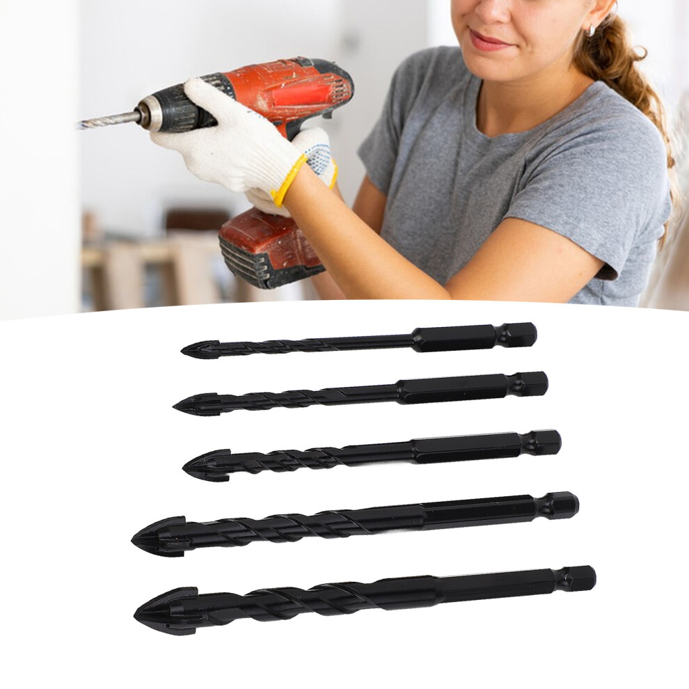 5Pcs Masonry Drill Bits Set 5Mm-12Mm Cemented Carbide, 1/4In Hex Shank 4071391907519