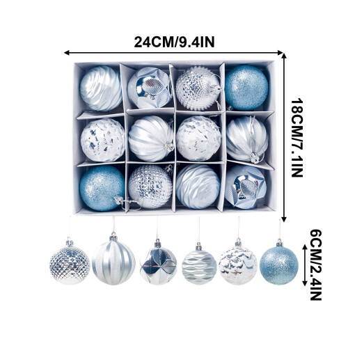 Christmas Ornaments Blue Silver Shatterproof 12PCS 2.36In 2