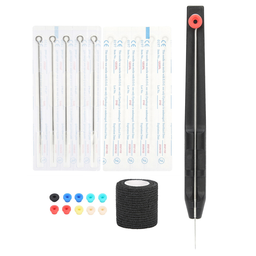 Hand Tattoo Pen Kit with Stainless Steel Needles & Elastic Bandage