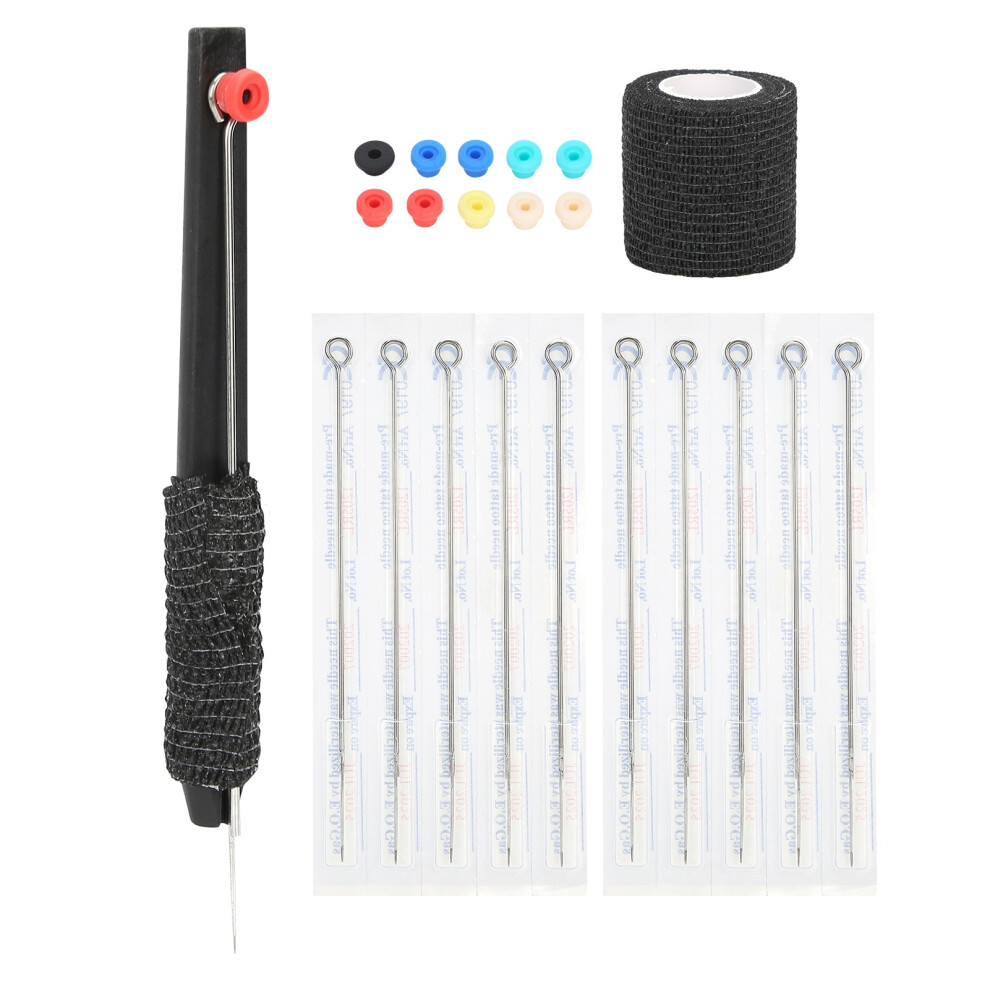 Hand Tattoo Pen Kit Stainless Steel Needle 12.8cm Elastic Band 1.8m