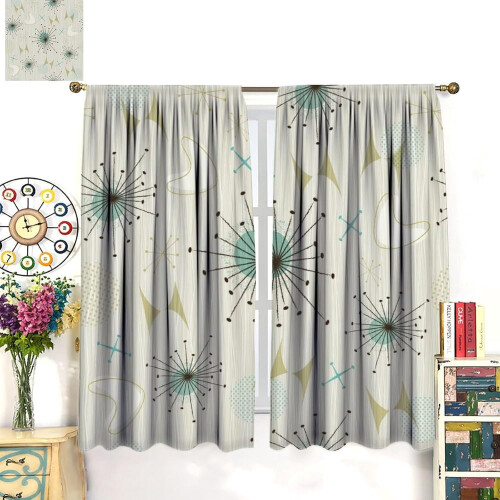 Mid-Century Atomic Pattern Thermal Curtains with Rod Pocket 2