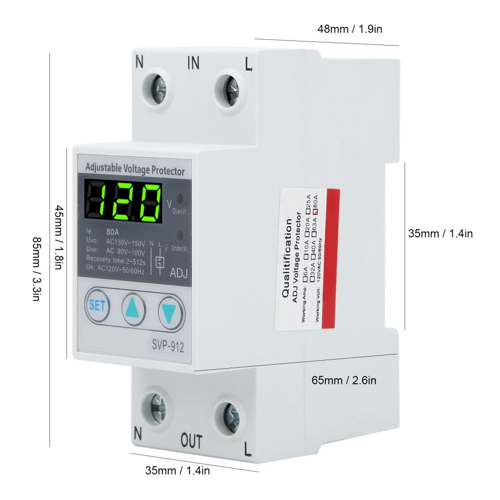 Svp912 120Vac Adjustable Selfrecovery Under Voltage Protection Switch 80A 4281391908588