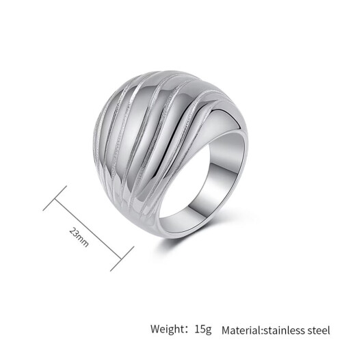 Women's Stainless Steel Chunky Dome Shell Statement Ring Silver Size 9 1