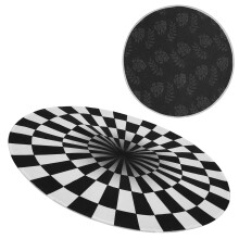 Bedroom Floor Mat 60cm Non-Slip Black White Grid Area Rug for Home Living Room