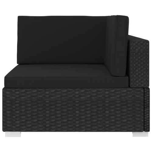 VidaXL vidaXL Modular-Sofa-Eckteil 1 Stk. + Auflagen Poly Rattan Schwarz 2