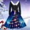 Vestido de Natal feminino com decote em V e mangas compridas, modelo evasê. 2