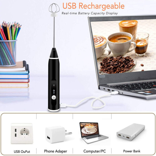 Mini Electric Handheld Electric Blender with USB Electrical Maker Whisk Mixer for Cappuccino,B 2