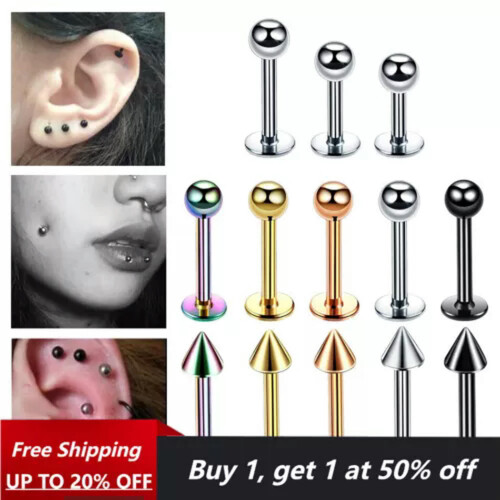 Labret læbestift i rustfrit stål 1,2x10x3mm sølvkugle 10 1