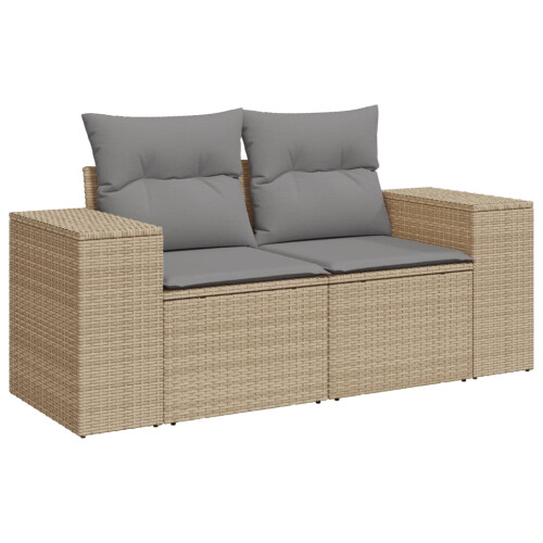 VidaXL vidaXL 3-tlg. Garten-Sofagarnitur mit Kissen Beige Poly Rattan 2