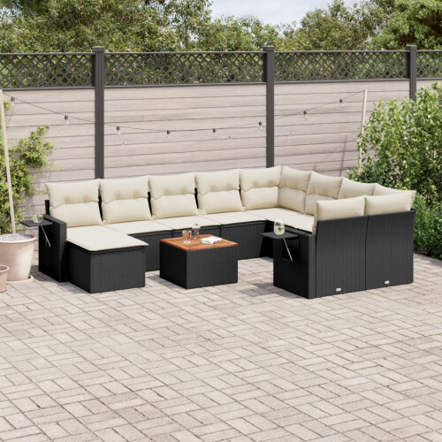 VidaXL vidaXL 11-tlg. Garten-Sofagarnitur mit Kissen Schwarz Poly Rattan 1