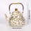Enamel Teapot Gold Handle Pear Shape Dragonfly Floral 3