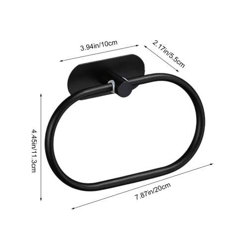 Porta-toalhas em aço inoxidável preto 7,87 x 4,45 polegadas 2