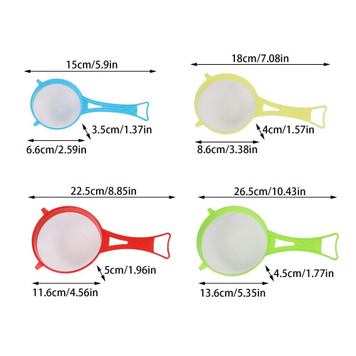 4Pcs Fine Mesh Strainer Set, Solid-Liquid Separator for Yogurt, Baking, Kefir, Tea, Juice, Pasta – Non-Handle Design 2