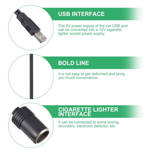 Soimiss Bil USB til Cigar Lighter Adapter Sort Hun Strømadapter med Boost-kredsløb 2