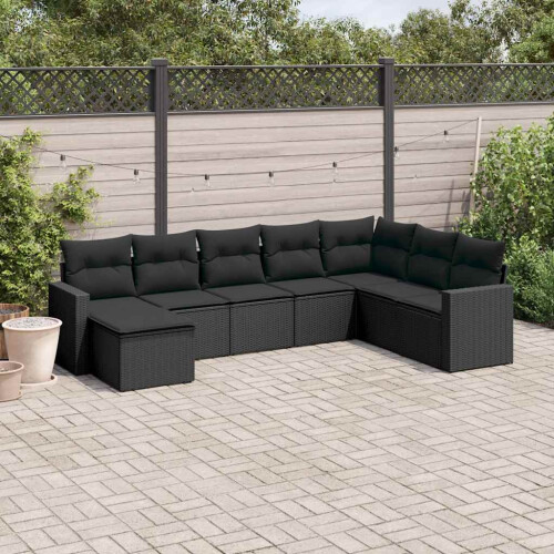 VidaXL vidaXL 8-tlg. Garten-Sofagarnitur mit Kissen Schwarz Poly Rattan 1