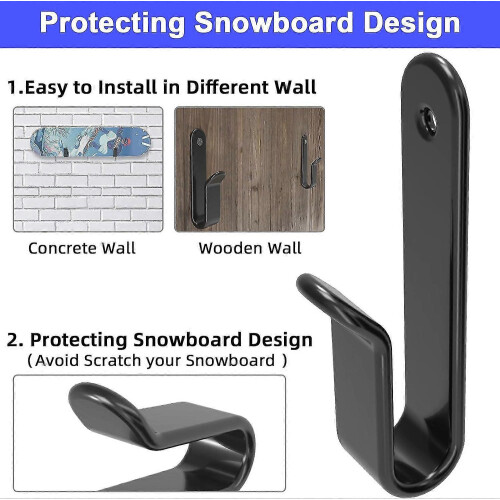 2pcs Horizontal Snowboard Wall Mount Clips Snowboard Wall Rack Snowboard Mount Storage Snowboard Display Wall 2