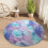Round Floor Mat Blue Purple Rainbow Design Soft Plush Rug 5