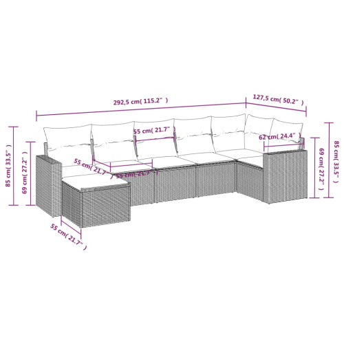 VidaXL vidaXL 7-tlg. Garten-Sofagarnitur mit Kissen Schwarz Poly Rattan 2