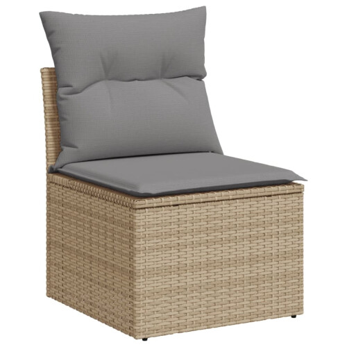 VidaXL vidaXL 9-tlg. Garten-Sofagarnitur mit Kissen Beige Poly Rattan 1