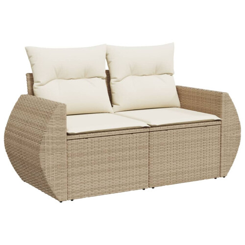 VidaXL vidaXL 8-tlg. Garten-Sofagarnitur mit Kissen Beige Poly Rattan 2